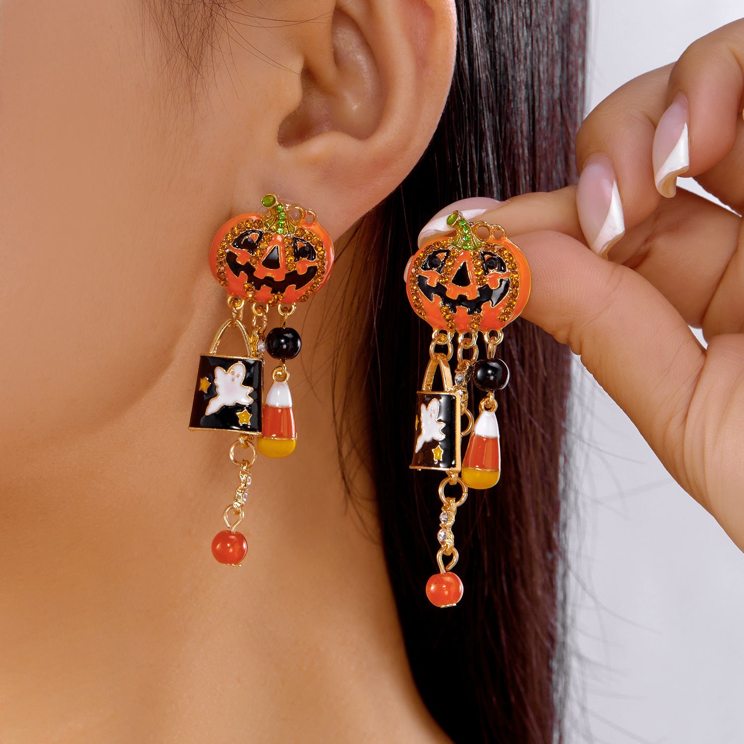 Wholesale  Oil-Dripping Pumpkin Ghost Earrings